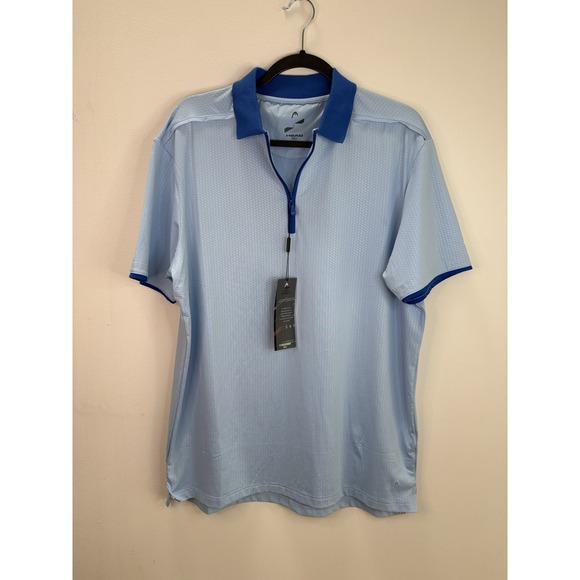 Head Other - New HEAD Men's Large Polo Shirt Blue Quarter Zip UV Protection Tennis Golf